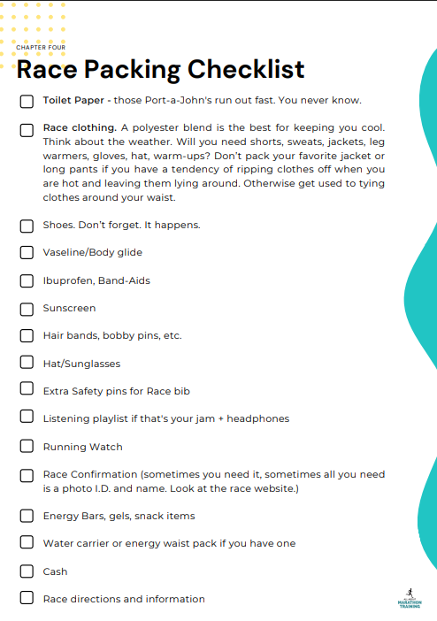 Race packing Checklist