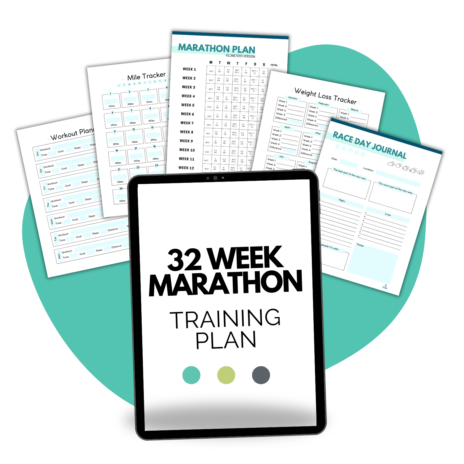 32 Week Marathon Training Schedule Mockup